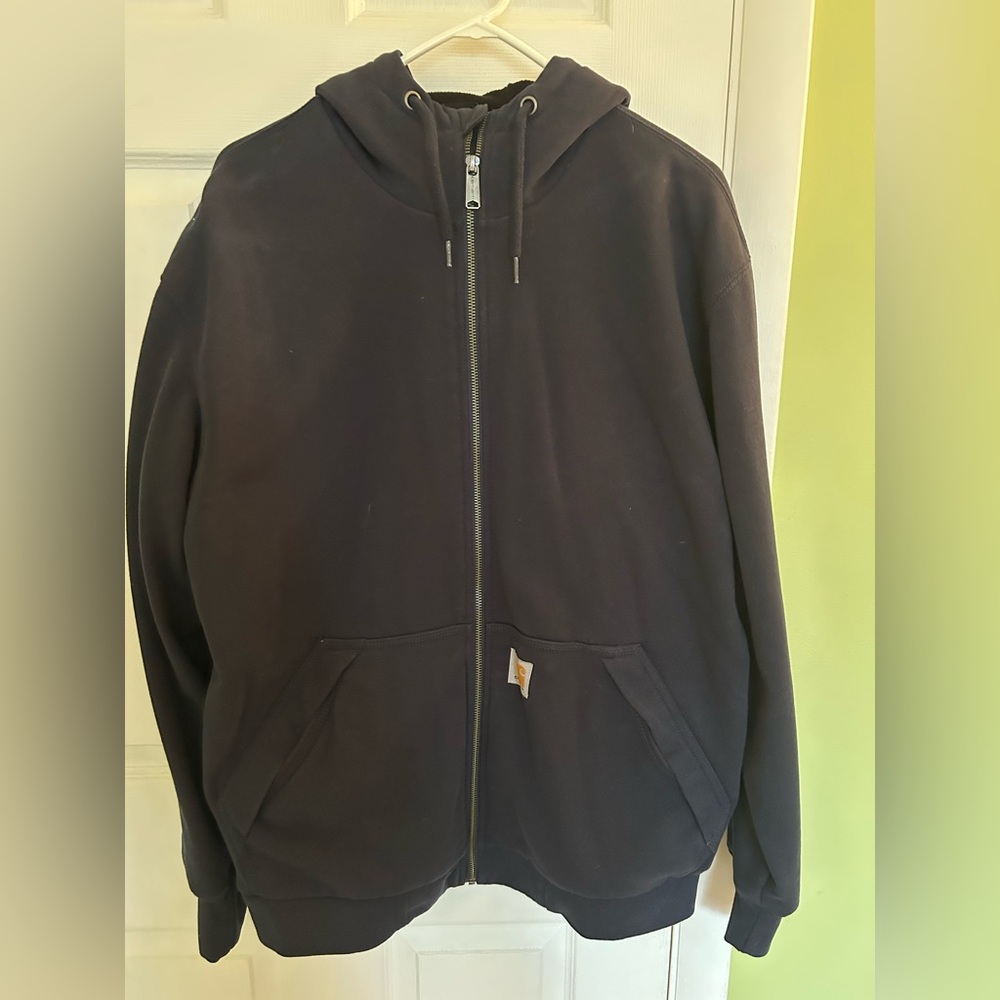 Carhartt Navy Loose Fit Fleece Hooded Zip Up Sweatshirt